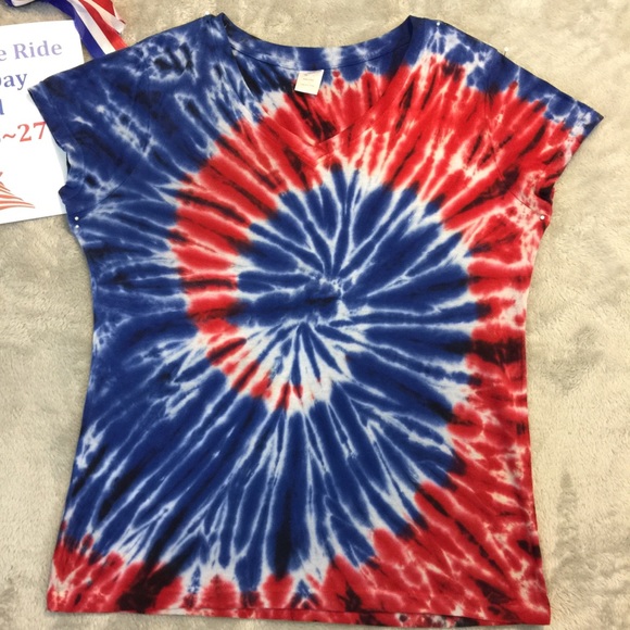 Tops - Red, White & Blue Tie-dye Tee